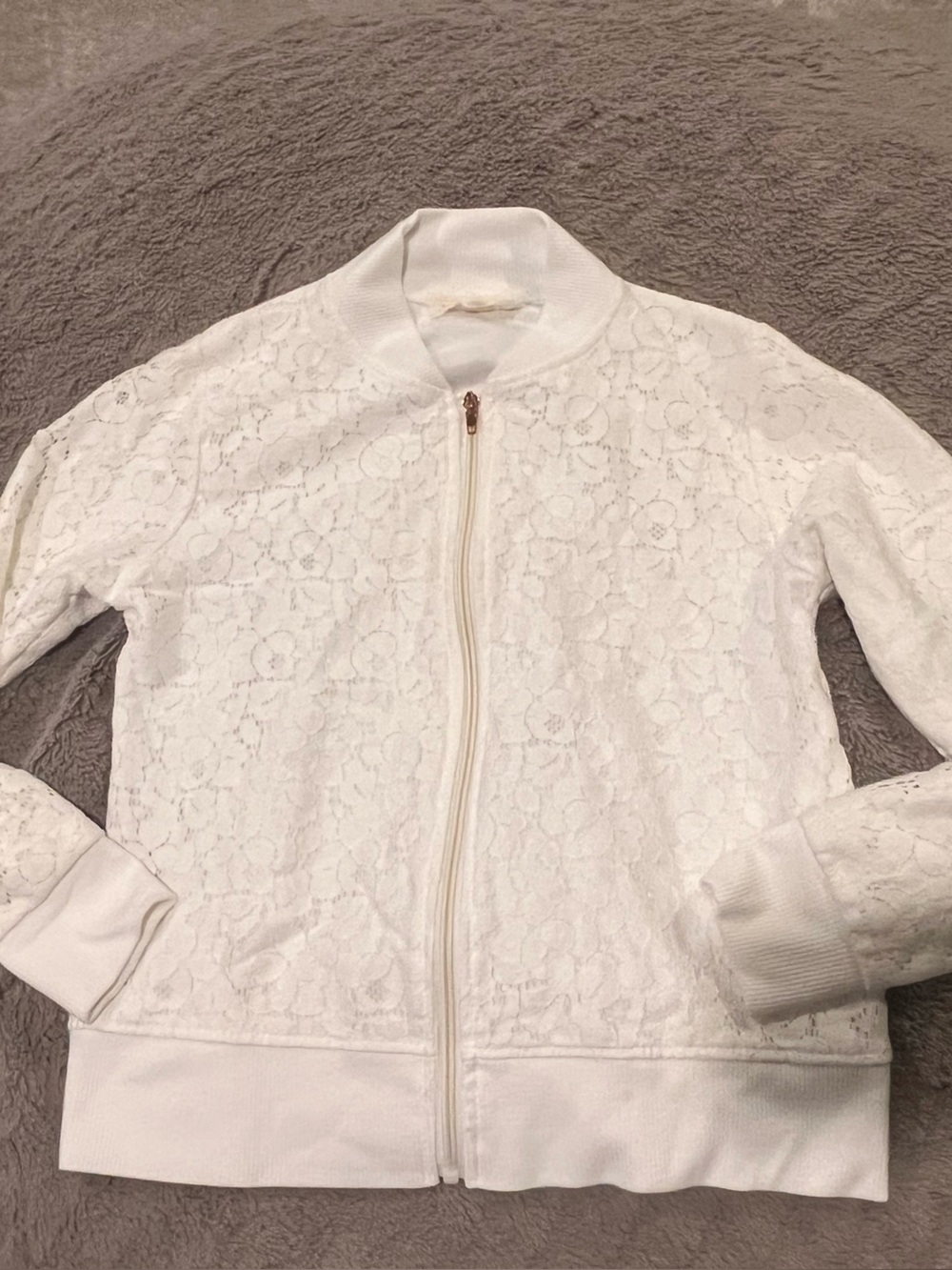 btween White Lace Bomber Jacket